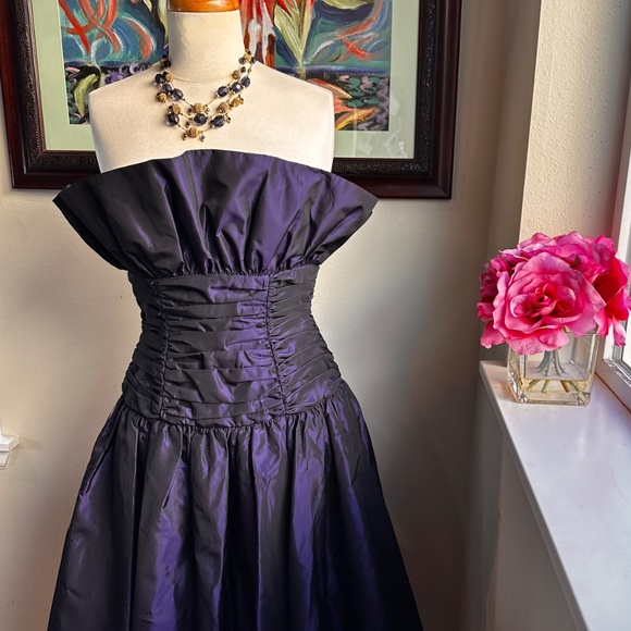 3 Strand Navy/ Smokey Violet Glass Bead and Gold Bead Necklace - Picture 4 of 6